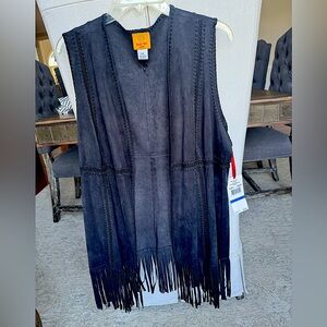 Western style black vest w/ tassels NWT BY Ruby Rd. Petite XL